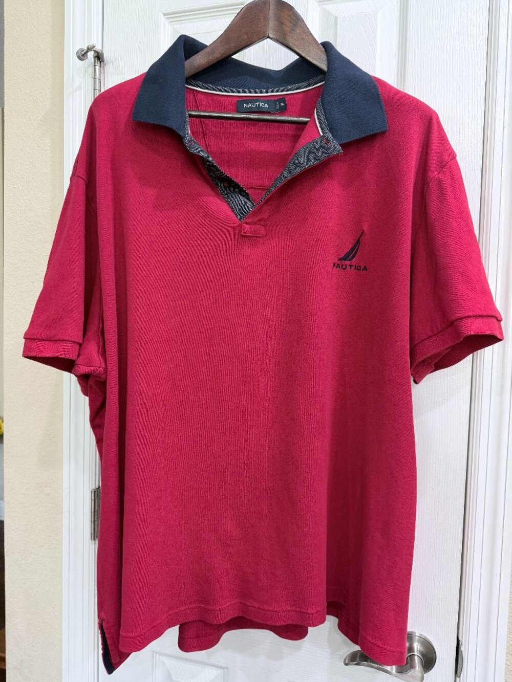 Nautica Men’s 3XL Red Navy Contrast Polo Shirt 100% Cotton Embroidered Logo